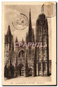 Rouen Old Postcard Cathedrame Together