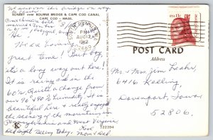 State View~Cape Cod Massachusetts~Sunset Over The Bourne Bridge~PM 1982~Postcard
