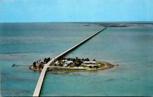 Florida Keys Aerial View Of Pigeon Key and Seven Mile Bridge 1956