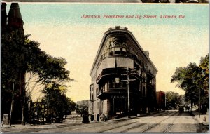 Vtg 1910s Junction Peachtree and Ivy Street Atlanta Georgia GA Rare Postcard