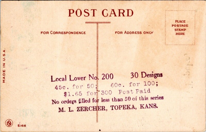 Postcard KS Topeka Romance Local Lover 200 - You Can't Do this In