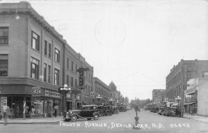 J81/ Devils Lake North Dakota RPPC Postcard c1940s 4th Avenue Stores 476
