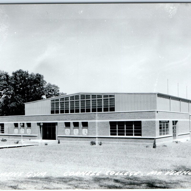 c1950s Mt Vernon, IA RPPC Cornell College Men's Gym Real Photo Postcard A105