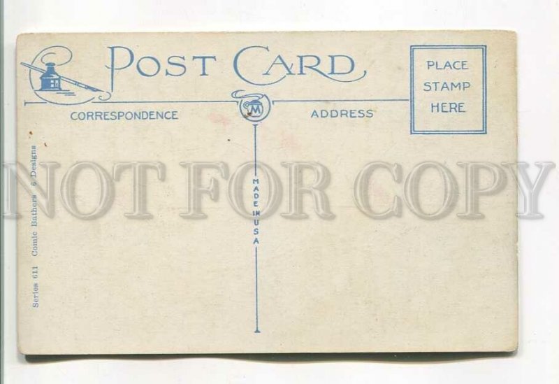 485231 USA Comic Bathers happy swimmer bouncing fat woman Vintage postcard