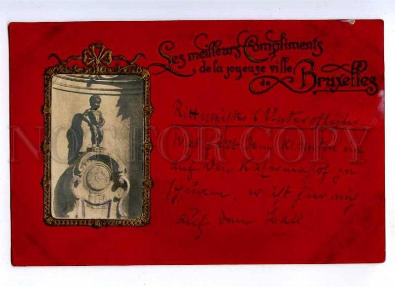 191164 BELGIUM BRUXELLES Manneken Pis Old embossed postcard
