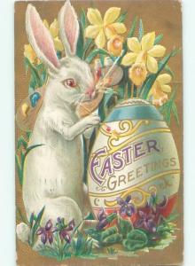 Pre-Linen Easter HUMANIZED BUNNY RABBIT PAINTING EGG AB3746