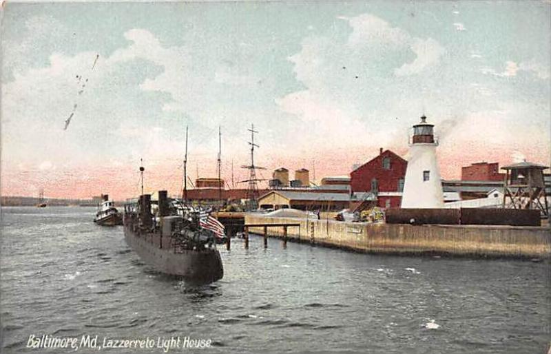 5173  MD Baltimore  1915   Lazzerreto Light House, Submarine, Tugboat