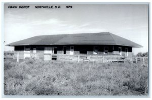 c1979 C&NW Northville South Dakota SD Train Depot Station RPPC Photo Postcard