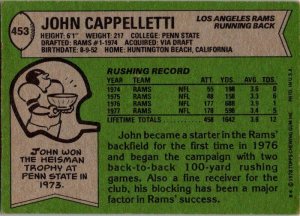 1978 Topps Football Card John Cappelletti Los Angeles Rams sk7378