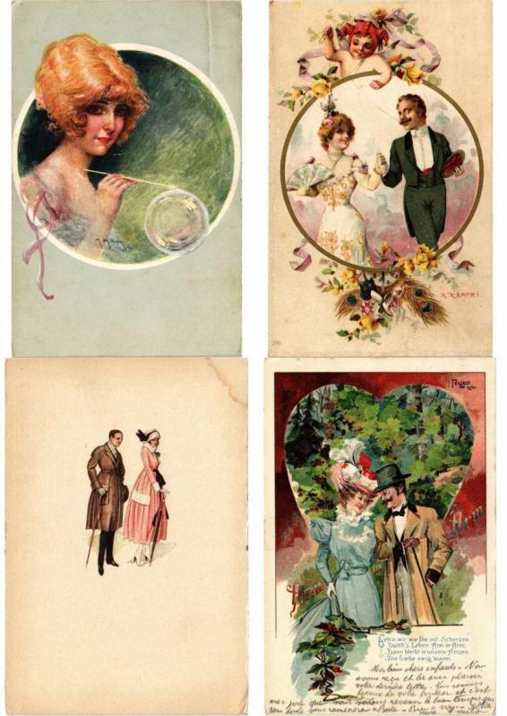 DAMES GLAMOUR LADIES COUPLES Incl. ARTIST SIGNED ILLUSTRATEUR 500 CPA (PART 2.)