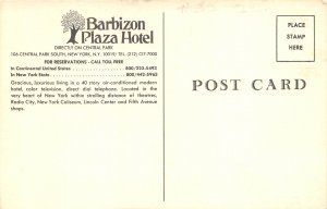 New York City NY 1960s Postcard Barbizon Plaza Hotel on Central Park 