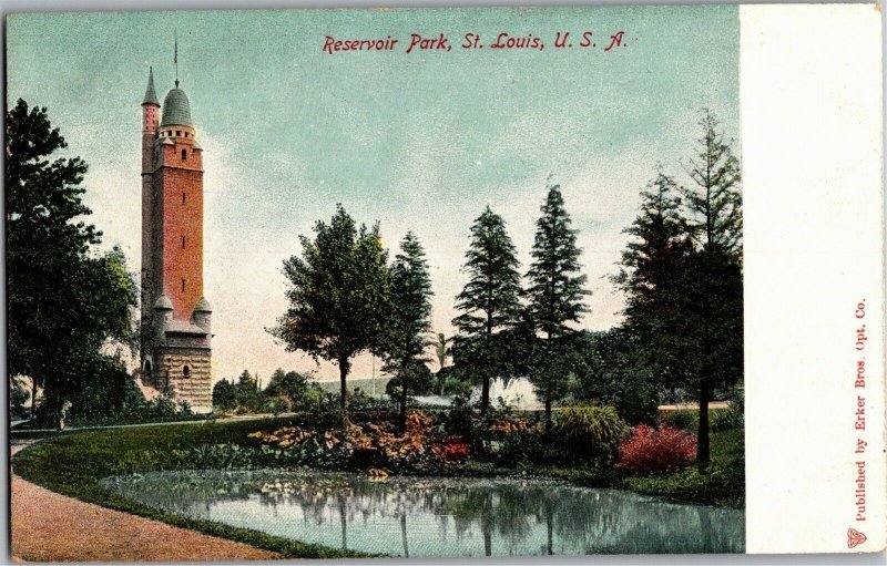 Scene in Reservoir Park St Louis MO Vintage Postcard V24