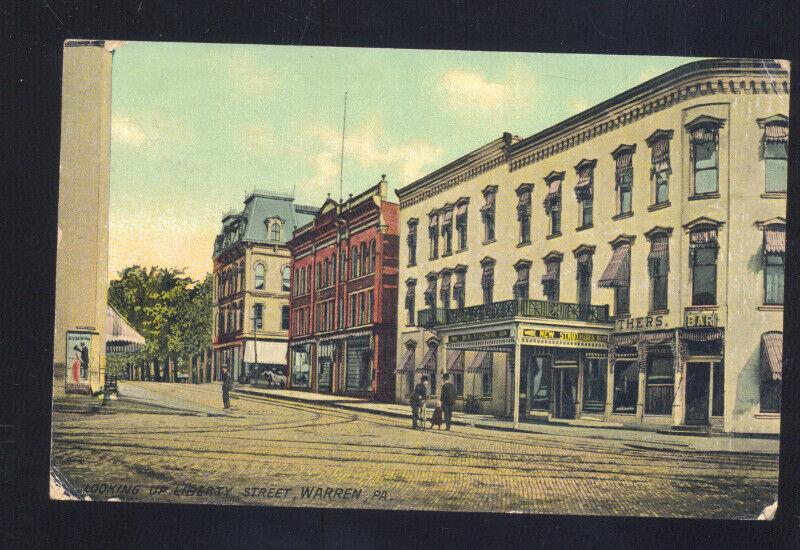 WARREN PENNSYLVANIA PA. DOWNTOWN STREET SCENE ANTIQUE VINTAGE POSTCARD