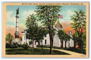 1947 State Capitol Showing Confederate Soldiers Monument Montgomery AL Postcard