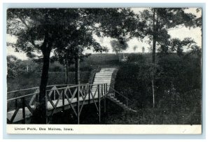 c1910's Des Moines Iowa IA, Union Park Bridge Unposted Antique Postcard