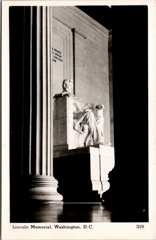 Vtg Washington DC Lincoln Memorial Statue RPPC Real Photo Mainzer Postcard