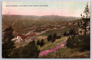 View From Above Riviera Santa Barbara CA UNP Hand Colored Albertype Postcard K12