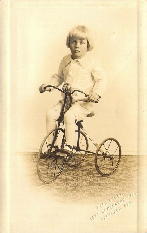 RPPC, Studio Little Child, on Tri-Cycle, Portland, Oregon, L@@K!,Old Postcard