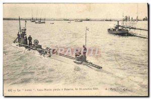 Postcard Old Boat Submarine Submarine lost in Bizerte Tunisia 16 October 1906