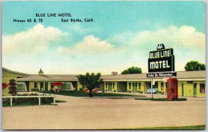 East Blythe CA-California, Blue Line Motel, Highways 60 & 70, Vintage Postcard