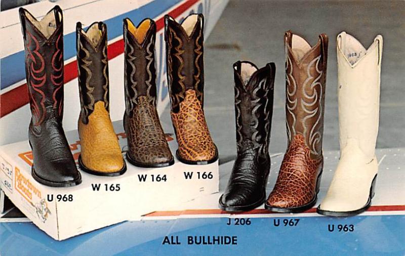 Advertising Post Card Cowtown Boots El Paso, Texas, USA Unused