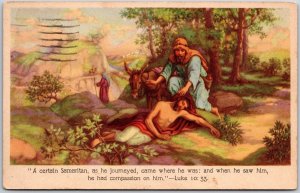 1938 Certain Samaritan As He Journey Came Or He Was Bible Psalm Posted Postcard