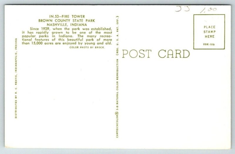 Fire Tower  Brown County State Park   Nashville  Indiana  Postcard