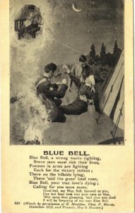 British Soldier Dying Military Man - Poem Blue Bell Vintage Postcard