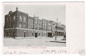 City Hall Auditorium Topeka Kansas 1906 postcard