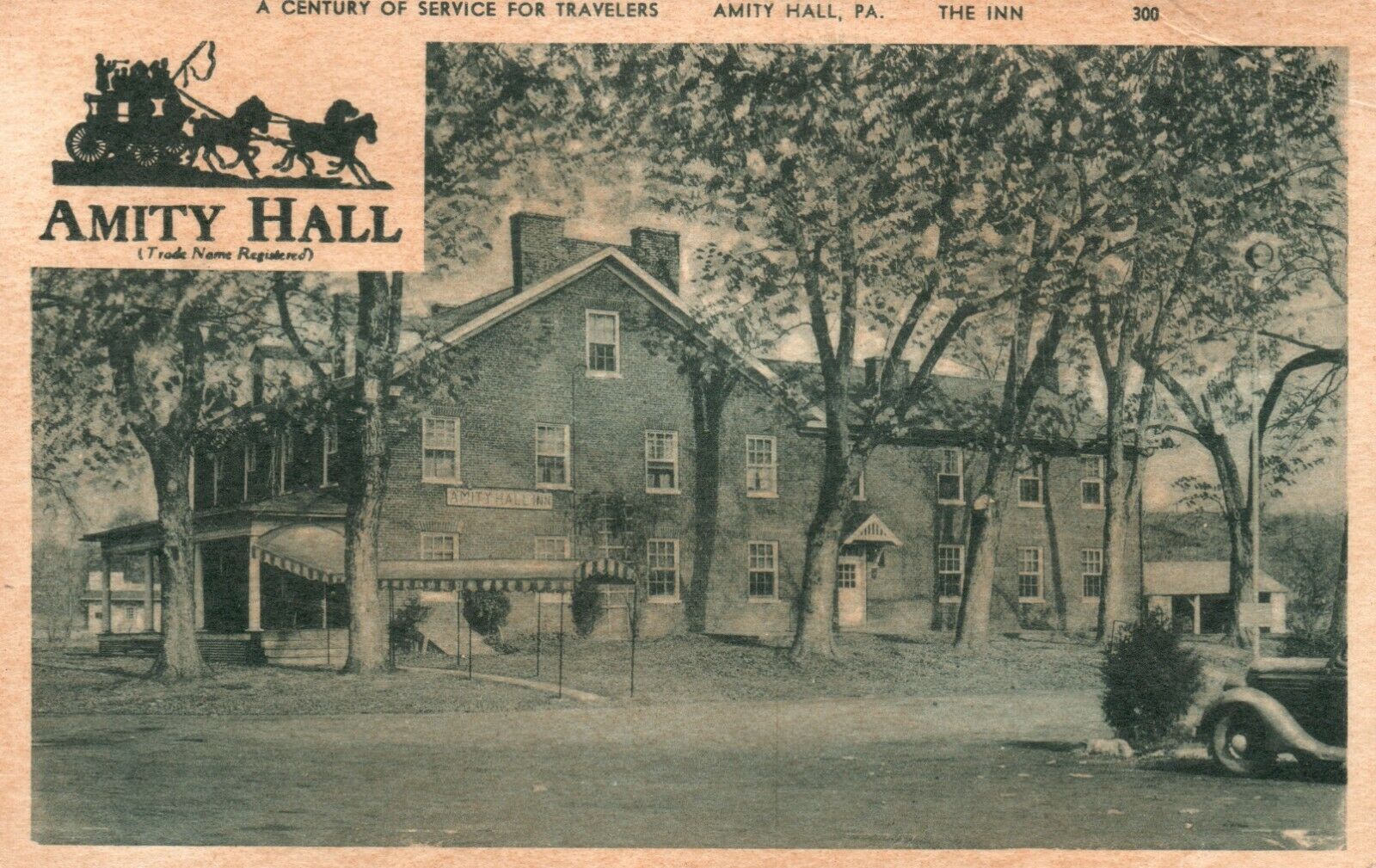 Vintage Postcard 1920's The Inn A Century of Service Travelers Amity