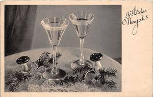 BG4702 neujahr new year mushroom champagne   germany  greetings