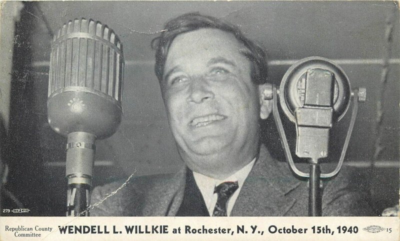 Republican President Candidate at microphone Wendell Willkie Rochester NY 1940 