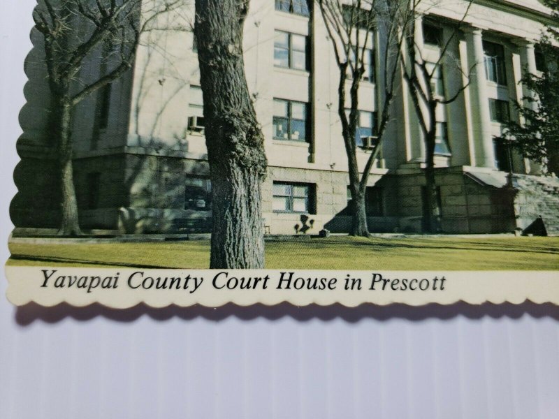 Vintage Postcard Yavapai County Courthouse Prescott Arizona 1985 diecut unposted