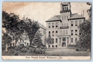 Whitewater Wisconsin Postcard State Normal School Building Garden 1916 Vintage
