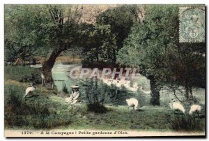 Old Postcard In the countryside Small herder d & # 39oies