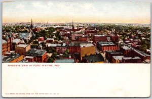 Fort Wayne Indiana IND, Bird's Eye View Downtown, Buildings, Vintage Postcard