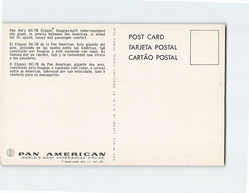 Postcard Pan Am's DC-78 Clipper, Pan American Airways