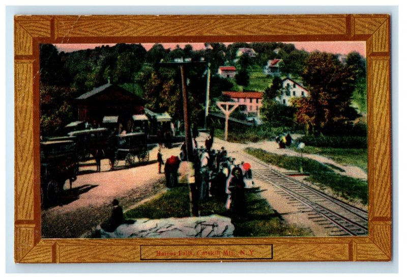 c1910 Railway, Horse Carriage, Haines Falls Catskill Mountain NY Framed Postcard