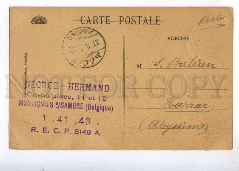 236452 BELGIUM CHARLEROI Place du Sud 1922 y RPPC to Ethiopia