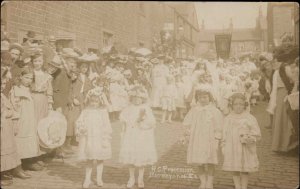 Burnley England RC Procession Children c1910 Real Photo Postcard