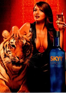 Advertising Skyy Spiced Vodka Sexy Big Chested Girl With Tiger