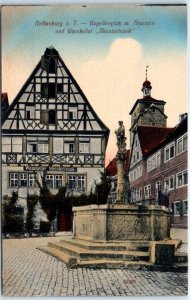 Postcard - Kapellenplatz with fountain and wine cellar Meistertrunk - Germany