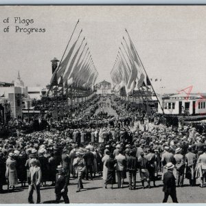 1932 Chicago, IL Avenue of Flags PC Century of Progress World's Fair Expo A191