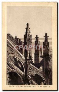 Old Postcard CMont Saint Michel lace staircase (15th)