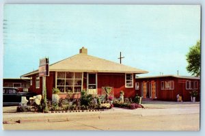 c1957 Rock Springs Wyoming Postcard Knotty Pine Motel East Side Highway Posted