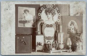 PHOTOMONTAGE CAMERA GIRLS PHONE ANTIQUE REAL PHOTO PC RPPC J.F.LEATHERMAN OH