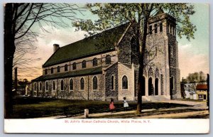 K50/ White Plains New York Postcard c1910 St Johns Church Building 306