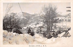 British Columbia Canada Rossland, Town View, Real Photo Vintage Postcard U13544