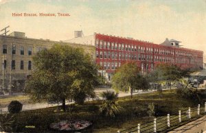 Houston Texas birds eye view showing Hotel Brazos antique pc BB2904