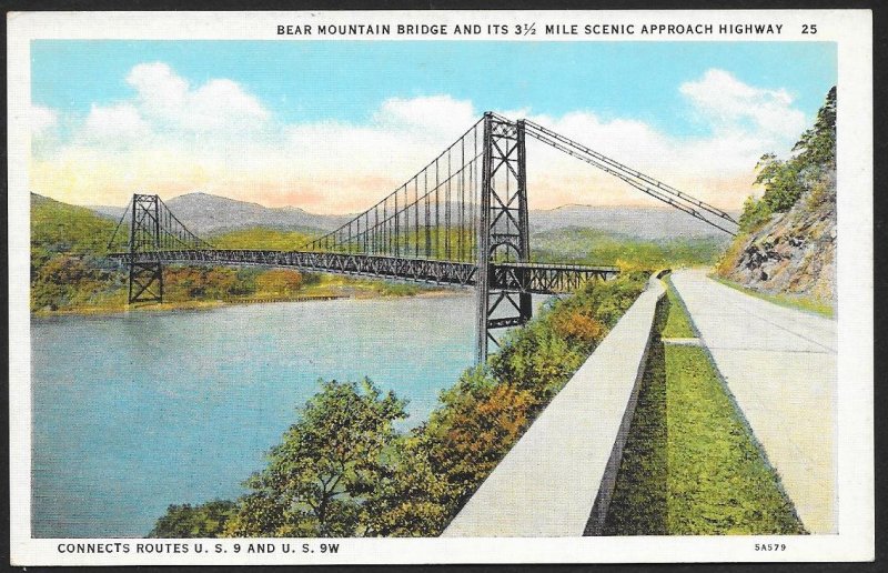 Peekskill Bear Mountain Bridge & Scenic Highway New York Unused c1920s